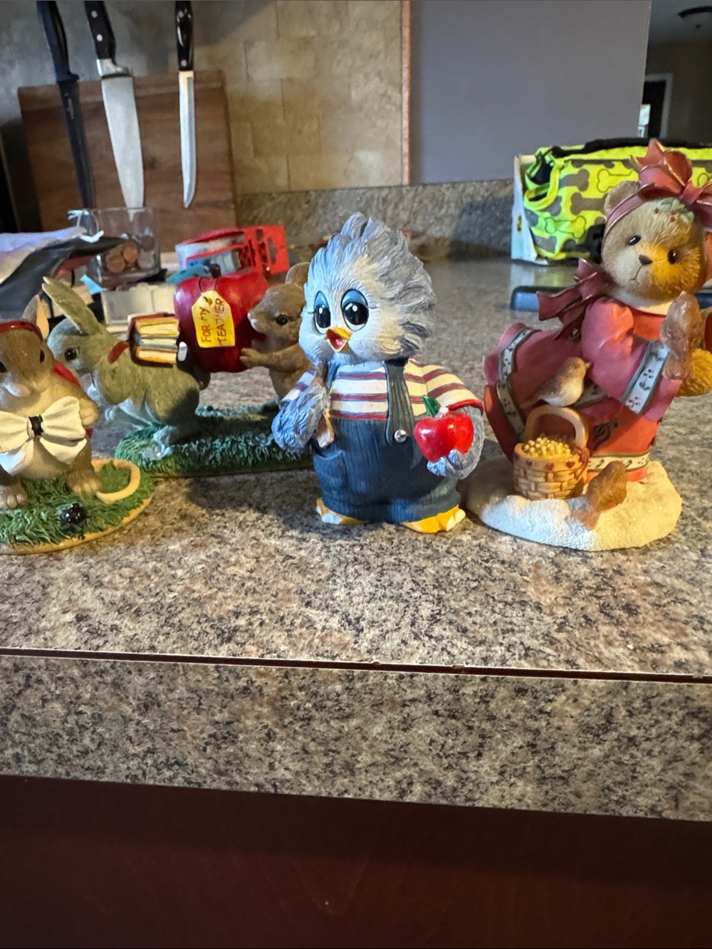 Figurine Collection in Gray, Pink, Red